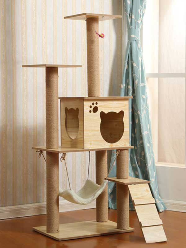 Novo produto por atacado de madeira maciça para gatos, árvore de estimação, estrutura de escalada para gatos 06-1154 www.gmtpet.com