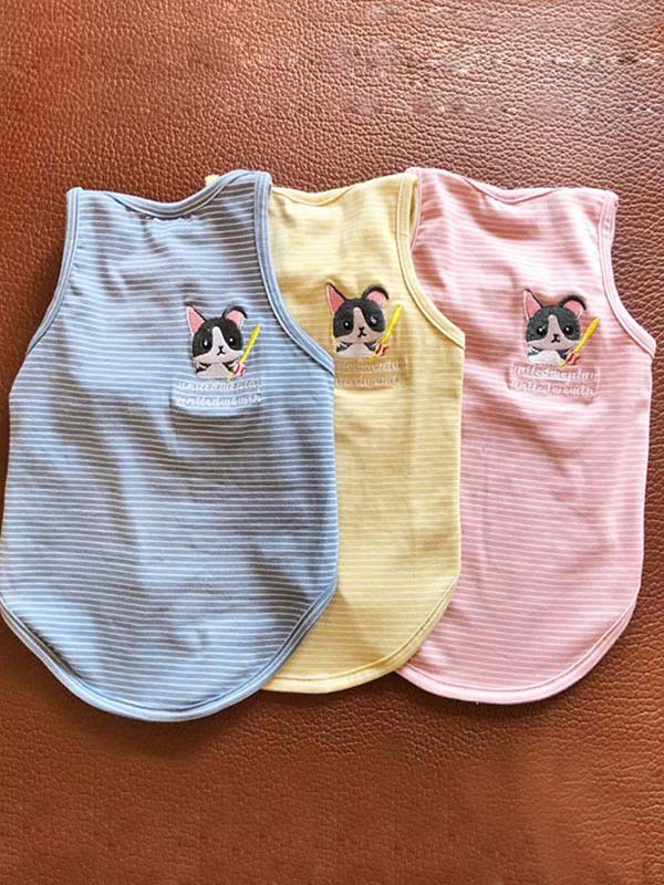 Wholesale Stripe Cotton Vest Dog T Shirt Embroidery Clothes 06-0488