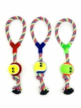 Pet-Factory-OEM-Dog-Training-Colorful-Tennis-with-Cotton-Rope-Toys-06-0661