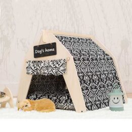 Waterproof Dog Tent: OEM 100% Cotton Canvas Pet Teepee Tent Colorful Wave Collapsible 06-0963 www.gmtpet.com