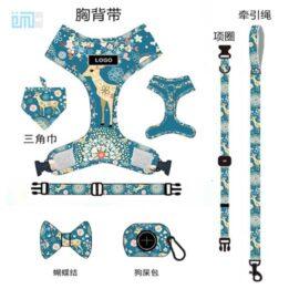 Pet harness factory new dog leash vest-style printed dog harness set small and medium-sized dog leash 109-0003 www.gmtpet.com