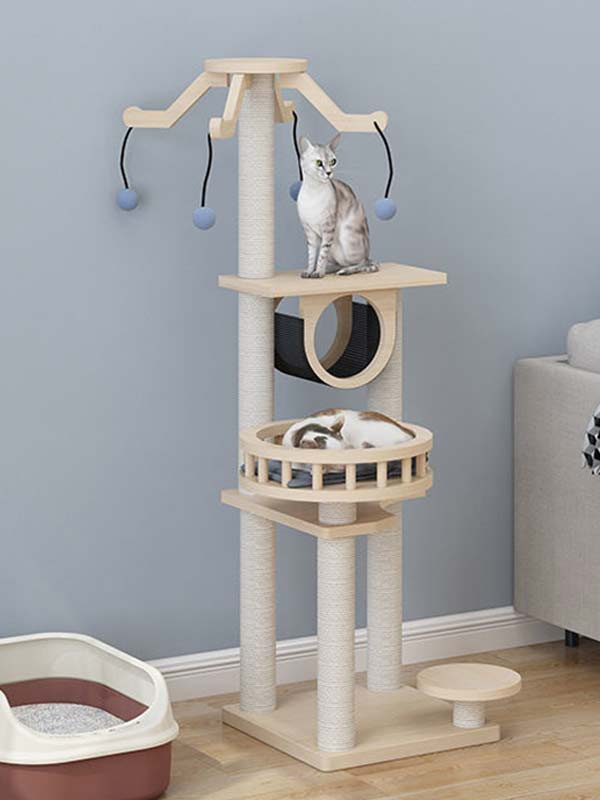 Cat scratching furniture | Wood cat tree | Cat climbing frame