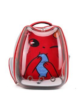 Red Transparent Breathable Cat Backpack Pet Bag 103-45079 www.gmtpet.com