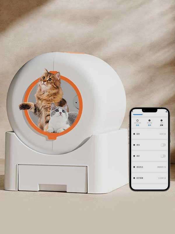 Multiple Cats Smart Lavatory White Automatic Self-Cleaning Cat Litter Box App Controlled with Health Monitoring 116-5907 Pet Products Factory, OEM Manufacturer, Supplier, Agent www.gmtpet.com Smart Cat litter box, Cat Litter Box, Cat Litter Box & Accessories, Cat Litter Box And Accessories